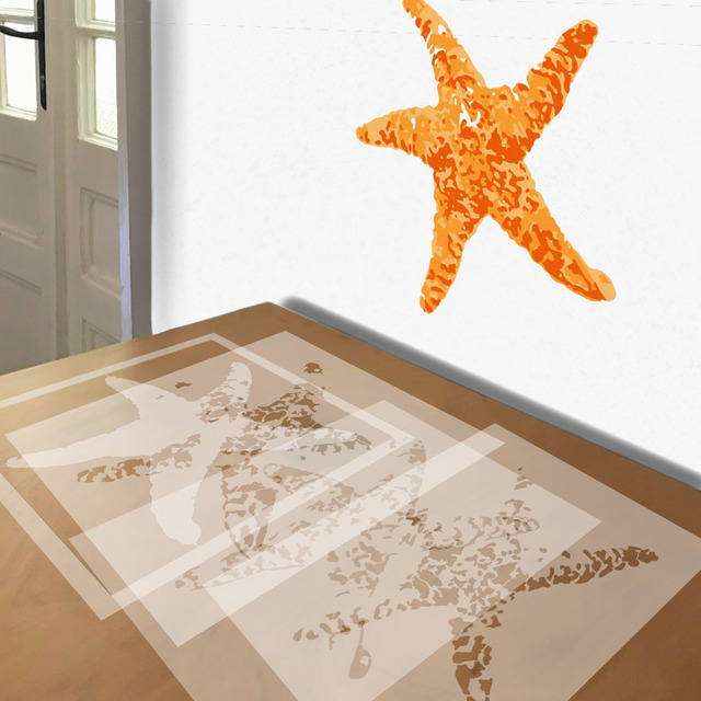Simulated painting of stencil of Starfish
