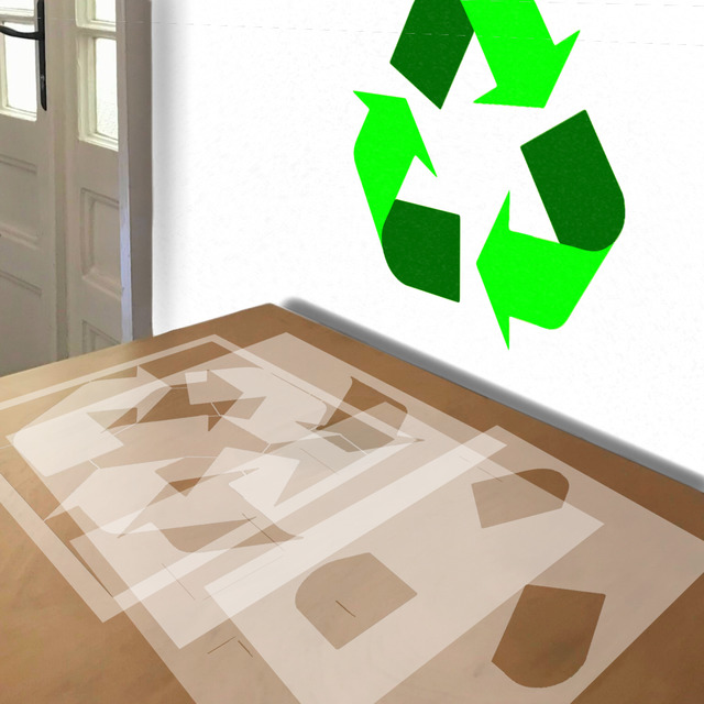 Recycle stencil in 4 layers, simulated painting