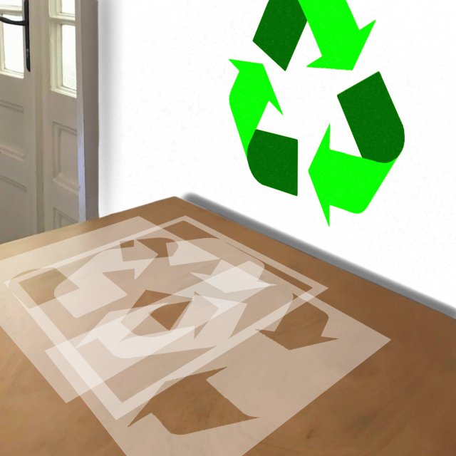 Recycle stencil in 4 layers, simulated painting