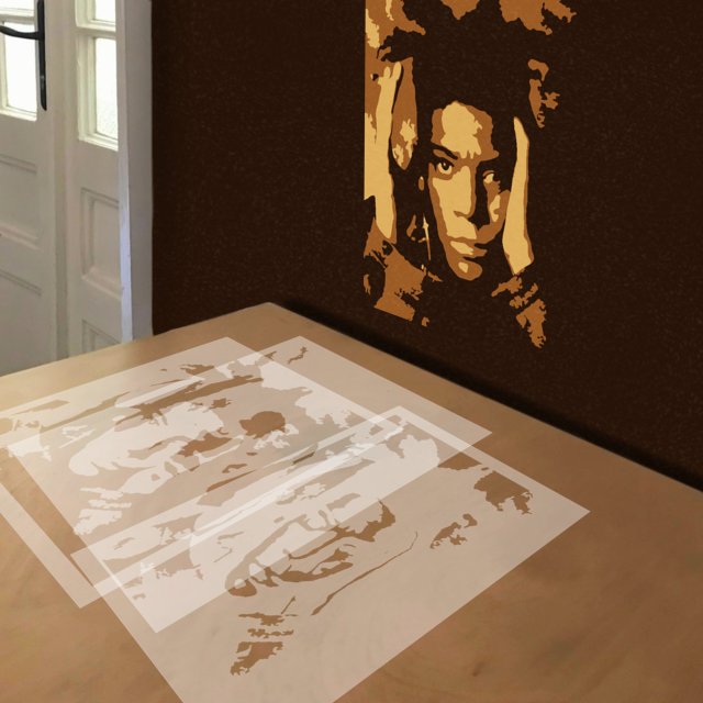 Basquiat stencil in 3 layers, simulated painting