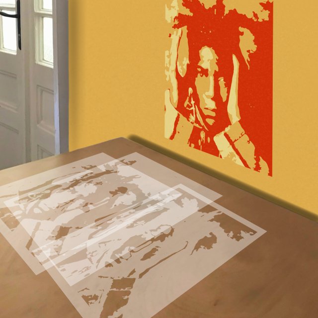 Basquiat stencil in 4 layers, simulated painting