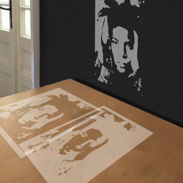Basquiat stencil in 2 layers, simulated painting