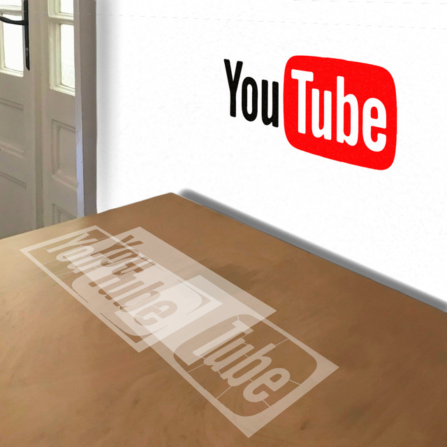 YouTube Logo stencil in 3 layers, simulated painting
