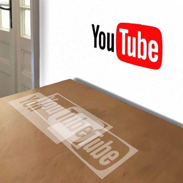 YouTube Logo stencil in 3 layers, simulated painting