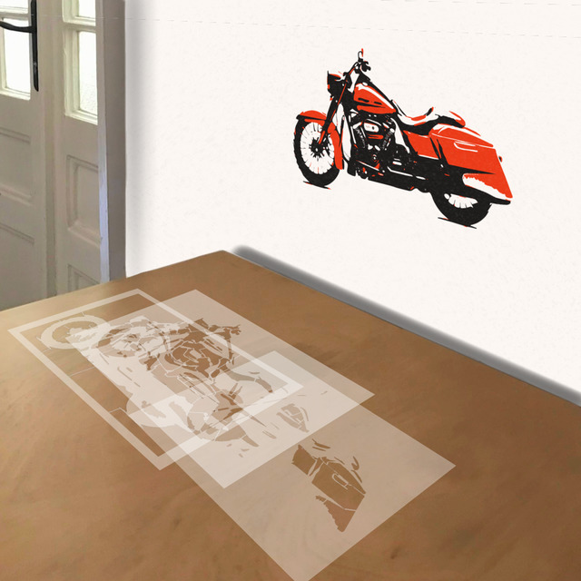Harley Davidson stencil in 3 layers, simulated painting