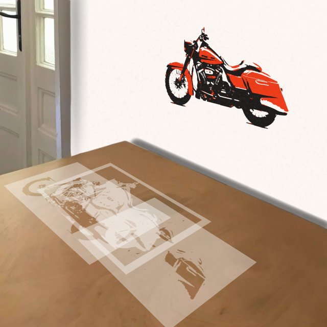 Harley Davidson stencil in 3 layers, simulated painting