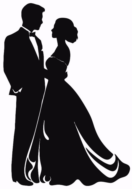 Stencil of Bride and Groom Silhouette