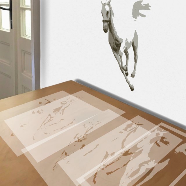 White Horse stencil in 5 layers, simulated painting