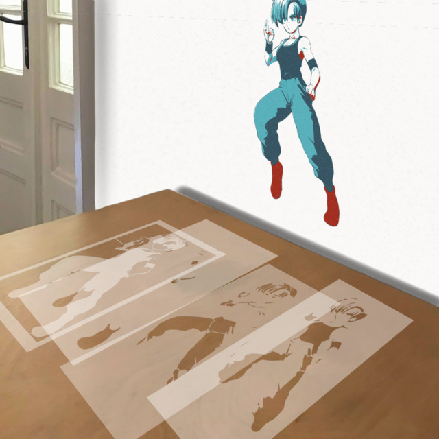 Bulma stencil in 4 layers, simulated painting