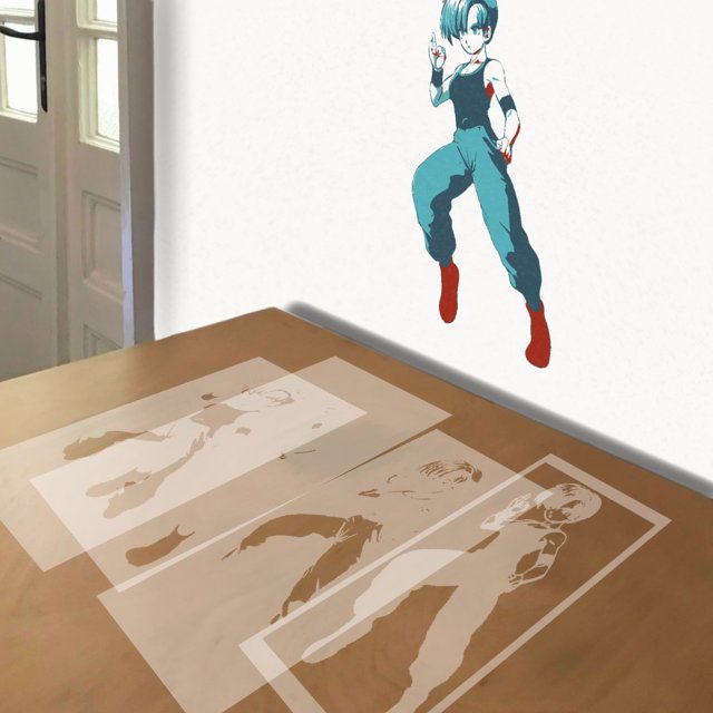 Bulma stencil in 4 layers, simulated painting