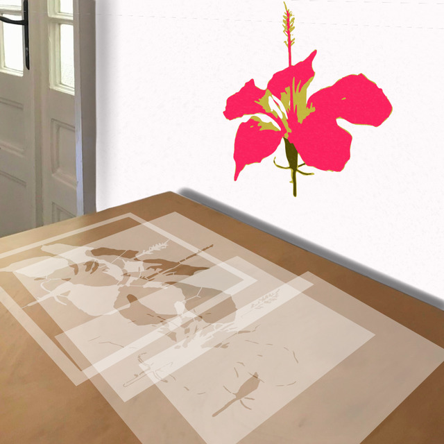 Simulated painting of stencil of Hibiscus