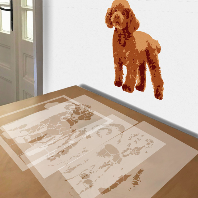 Poodle stencil in 4 layers, simulated painting