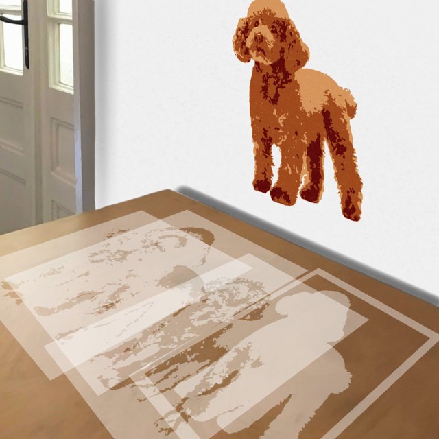 Poodle stencil in 4 layers, simulated painting