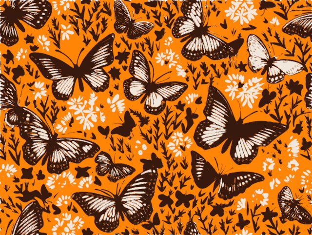 Stencil of Butterflies on Bright Background