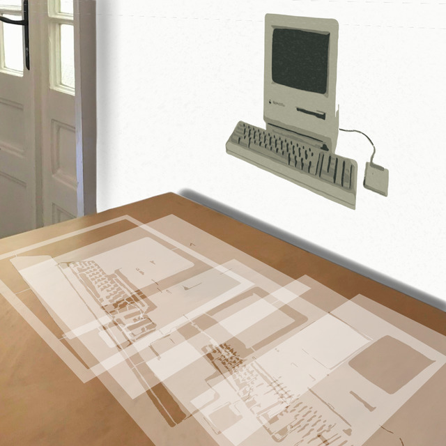 Simulated painting of stencil of Macintosh