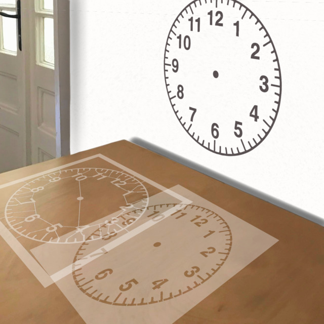 Clock Face stencil in 2 layers, simulated painting