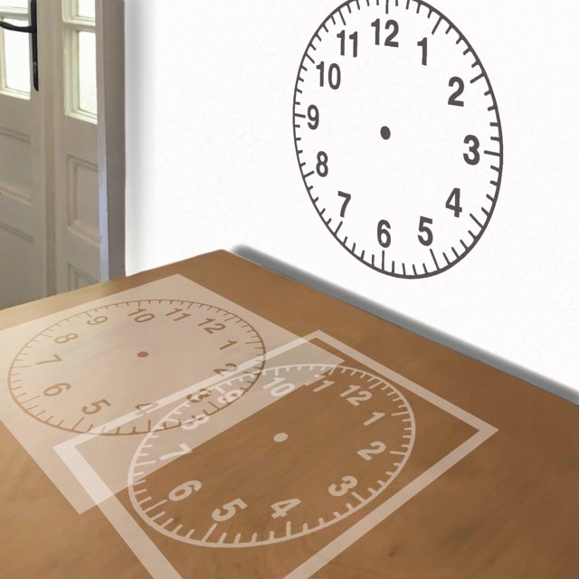 Clock Face stencil in 2 layers, simulated painting