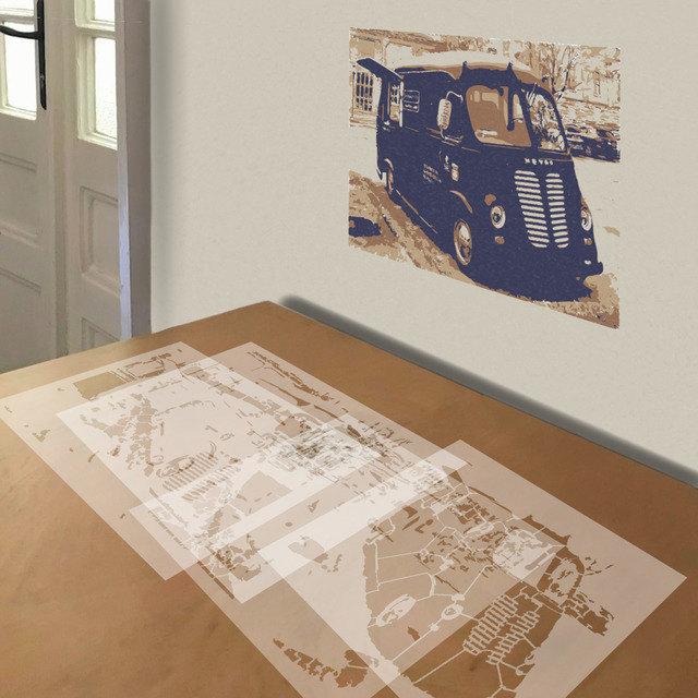 Simulated painting of stencil of Food Truck