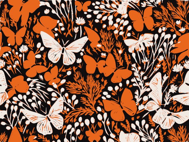 Stencil of Field of Orange Butterflies