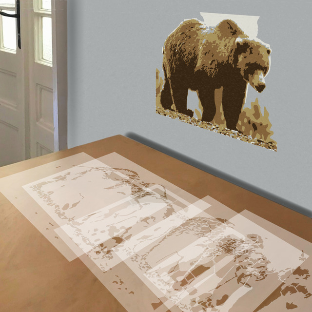 Grizzly Bear stencil in 5 layers, simulated painting