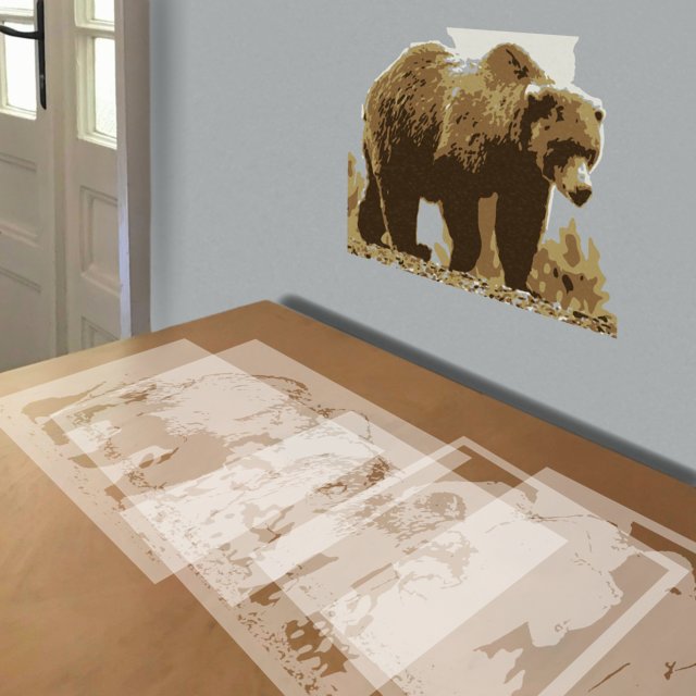 Grizzly Bear stencil in 5 layers, simulated painting