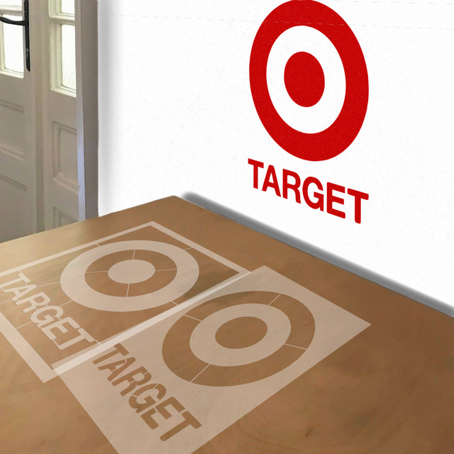 Target Logo stencil in 2 layers, simulated painting