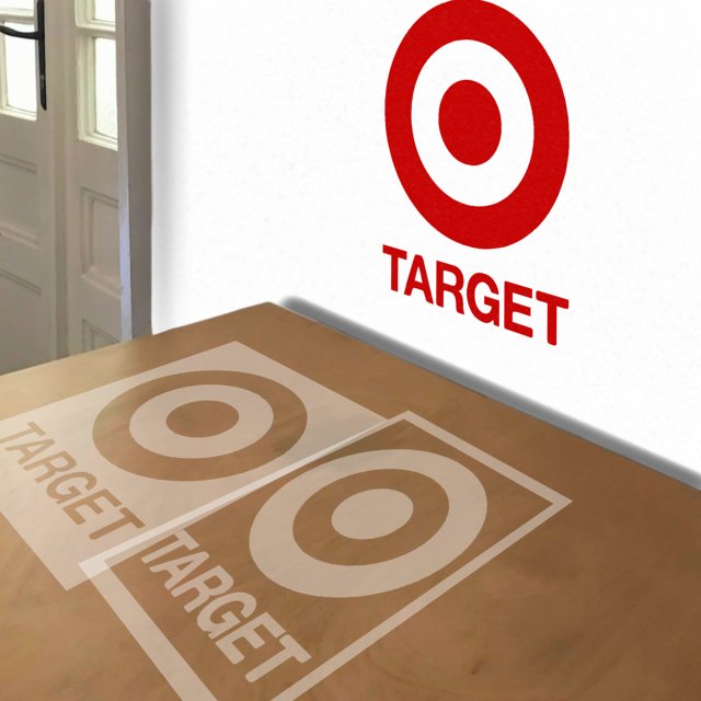 Target Logo stencil in 2 layers, simulated painting