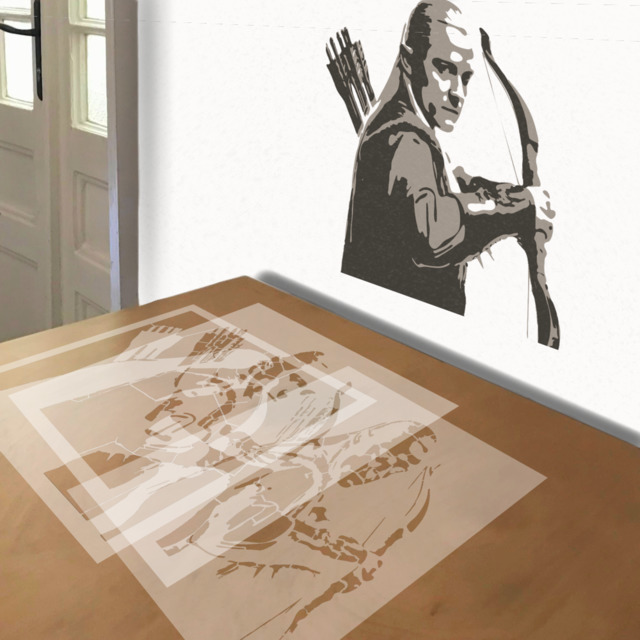 Legolas stencil in 3 layers, simulated painting