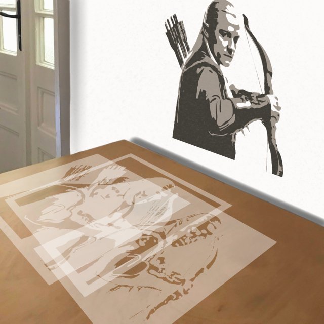 Legolas stencil in 3 layers, simulated painting