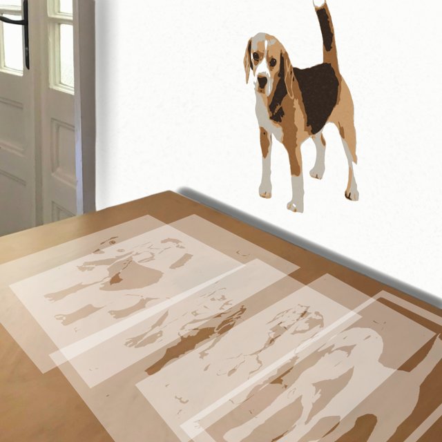 Beagle stencil in 5 layers, simulated painting