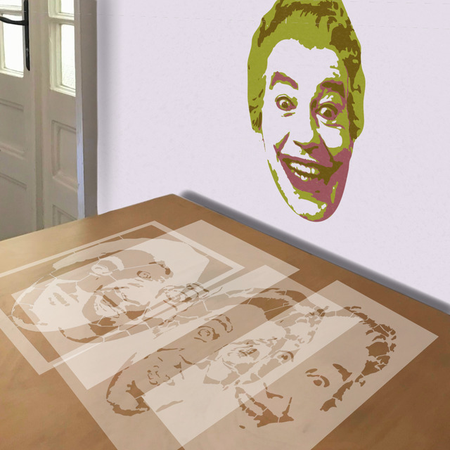 60s Joker stencil in 4 layers, simulated painting