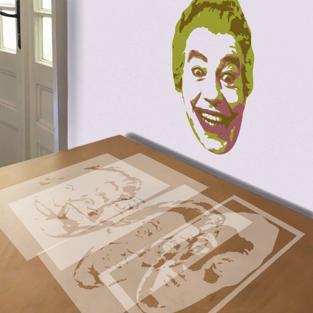 60s Joker stencil in 4 layers, simulated painting