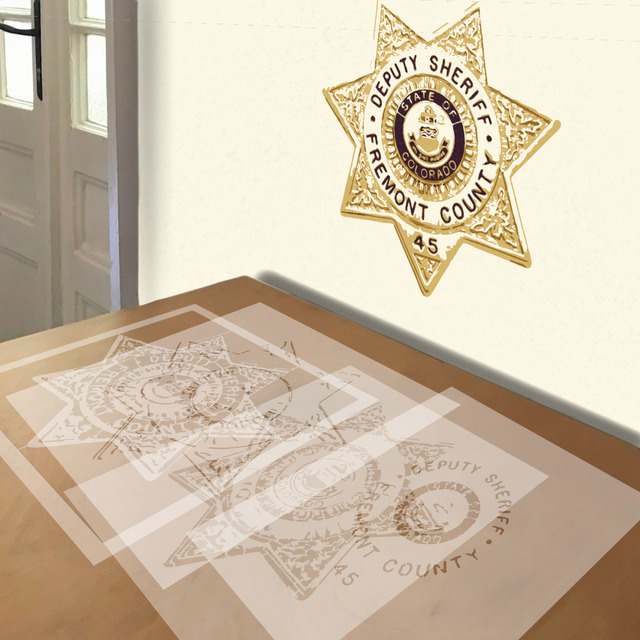Sheriff's Badge stencil in 4 layers, simulated painting