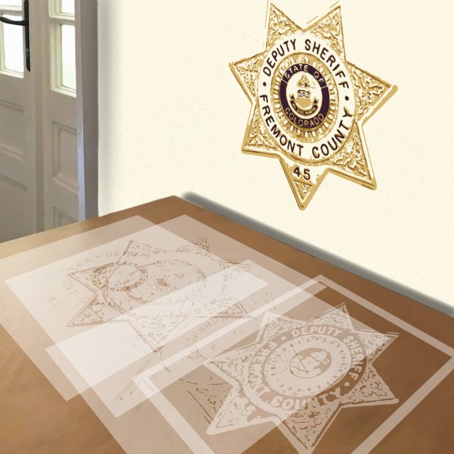 Sheriff's Badge stencil in 4 layers, simulated painting