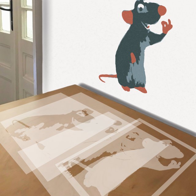 Ratatouille stencil in 4 layers, simulated painting