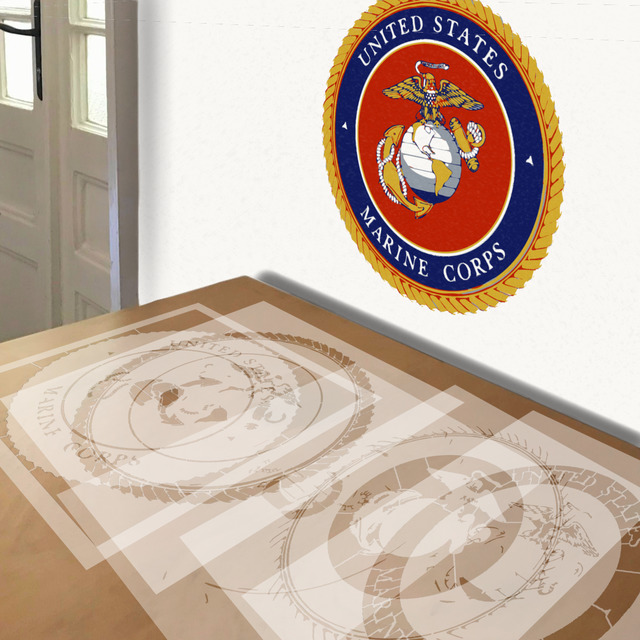 USMC stencil in 5 layers, simulated painting