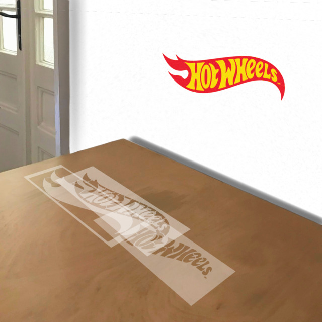 Hot Wheels stencil in 3 layers, simulated painting