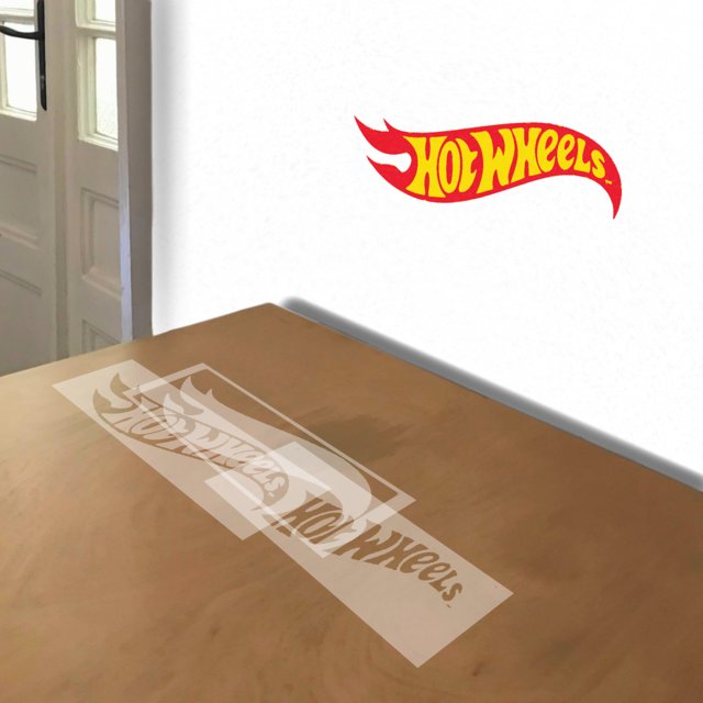 Hot Wheels stencil in 3 layers, simulated painting