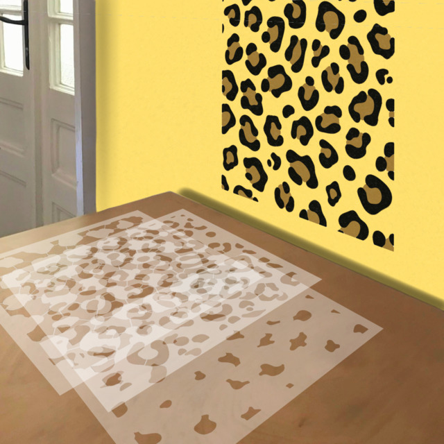 Leopard Print stencil in 3 layers, simulated painting
