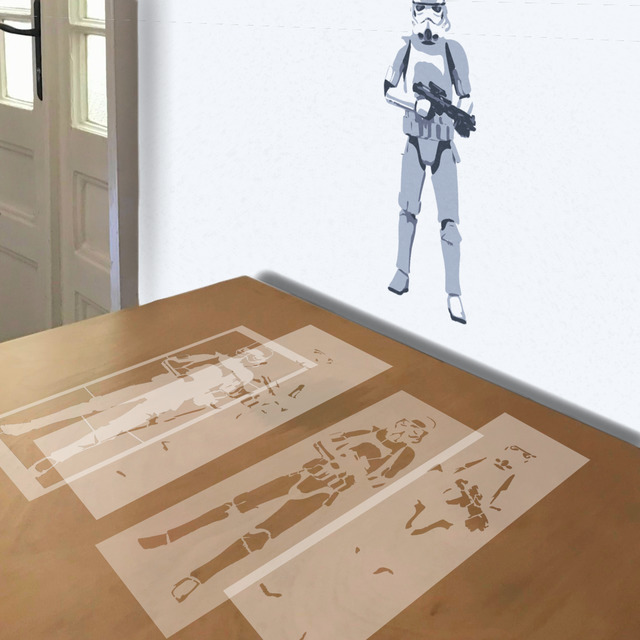 Simulated painting of stencil of Stormtrooper