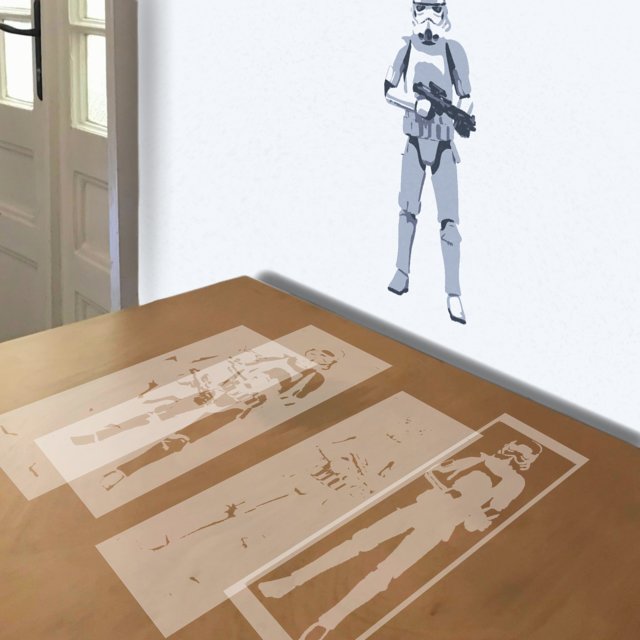 Stormtrooper stencil in 4 layers, simulated painting