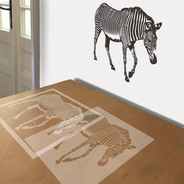 Zebra stencil in 2 layers, simulated painting