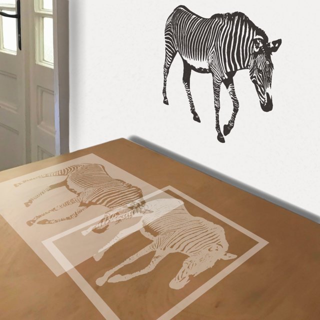 Zebra stencil in 2 layers, simulated painting