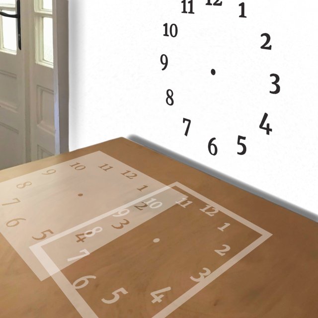 Clock Face with Numerals Only stencil in 2 layers, simulated painting