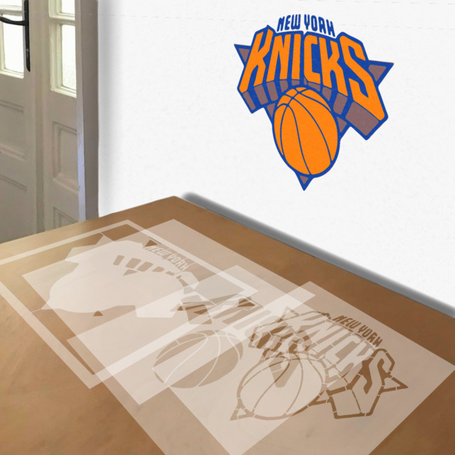 New York Knicks stencil in 4 layers, simulated painting