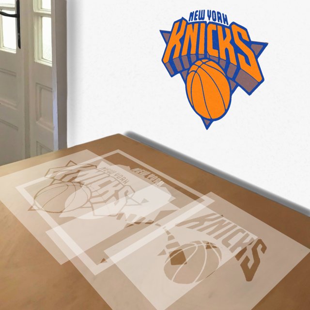 New York Knicks stencil in 4 layers, simulated painting