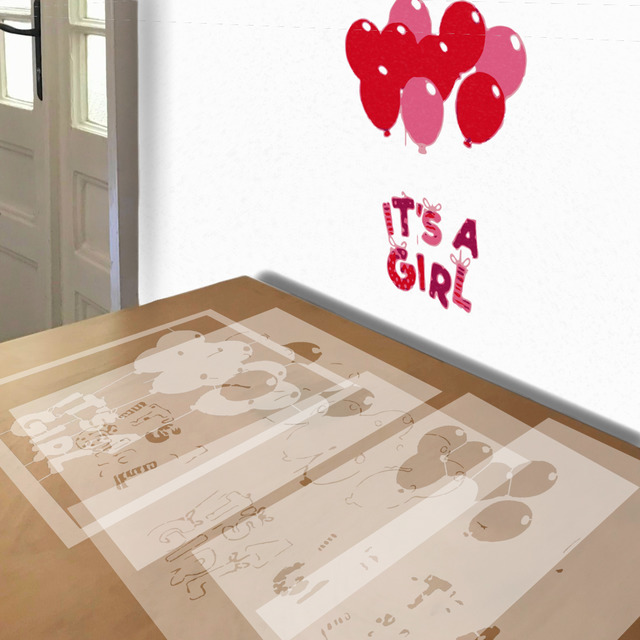 It's a Girl stencil in 5 layers, simulated painting