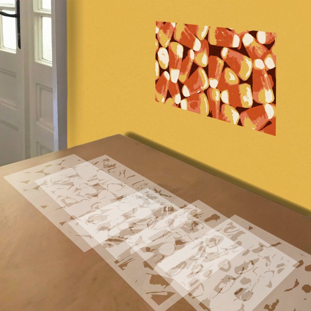 Candy Corn stencil in 5 layers, simulated painting