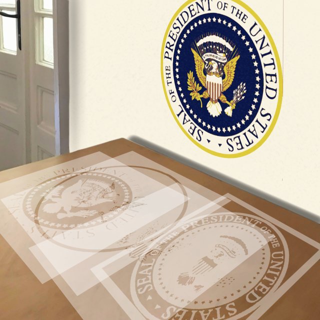 Seal of the President of the United States stencil in 4 layers, simulated painting