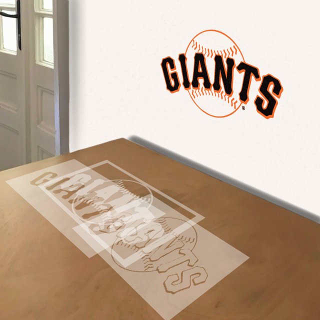 San Francisco Giants stencil in 3 layers, simulated painting